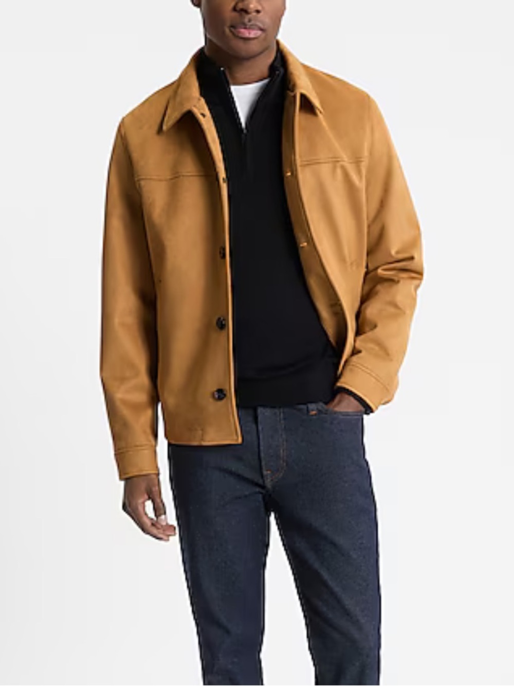NEW Express Faux Suede Button Down Jacket in Tan Size Medium